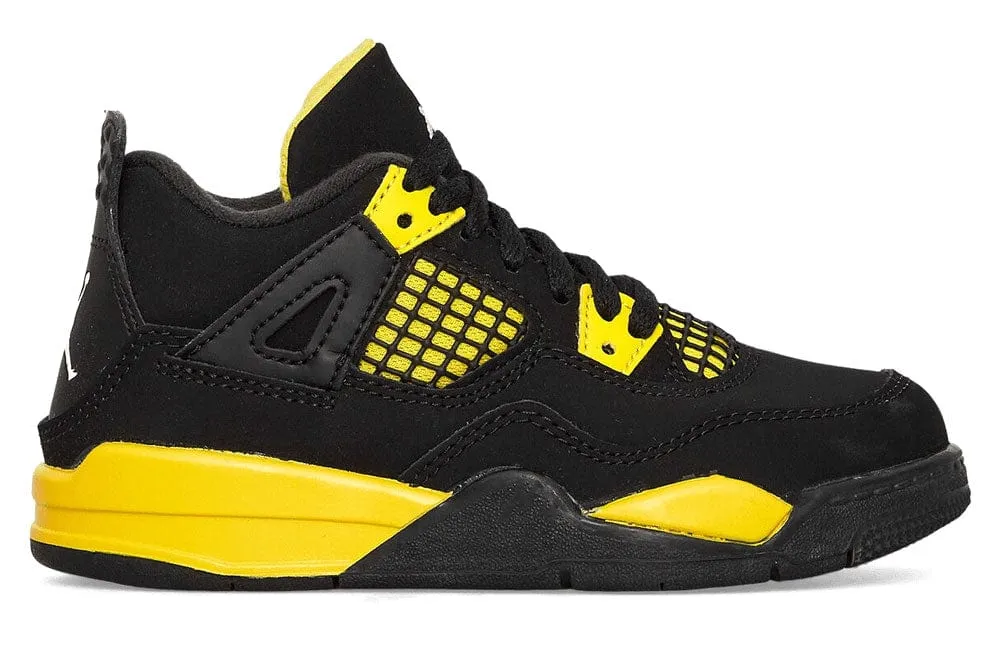 Nike Air Jordan 4 Retro 'Thunder' Sneakers Black Tour Yellow GS