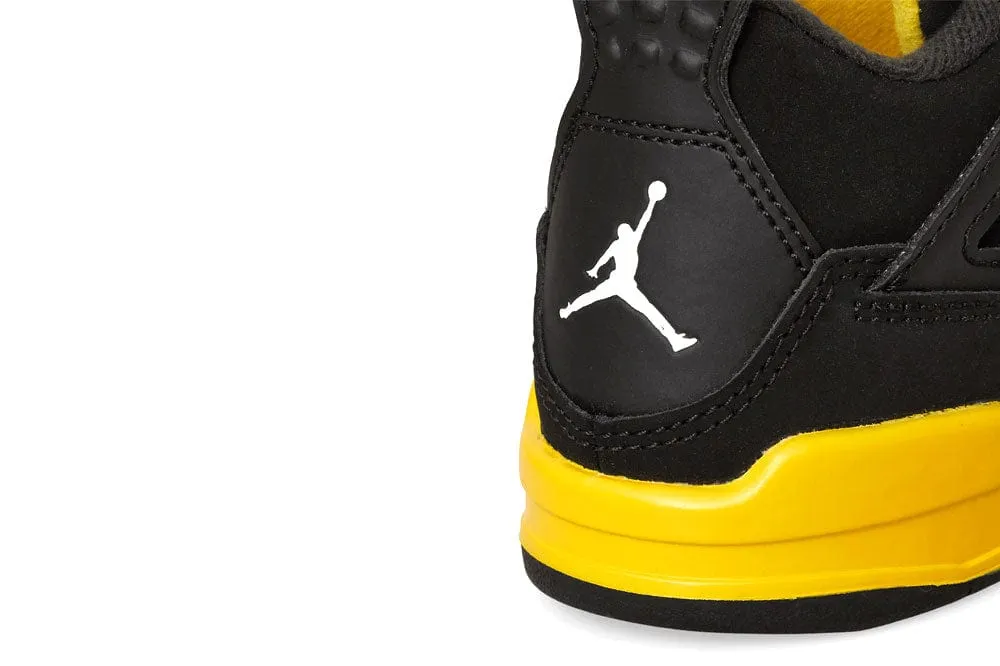 Nike Air Jordan 4 Retro 'Thunder' Sneakers Black Tour Yellow GS