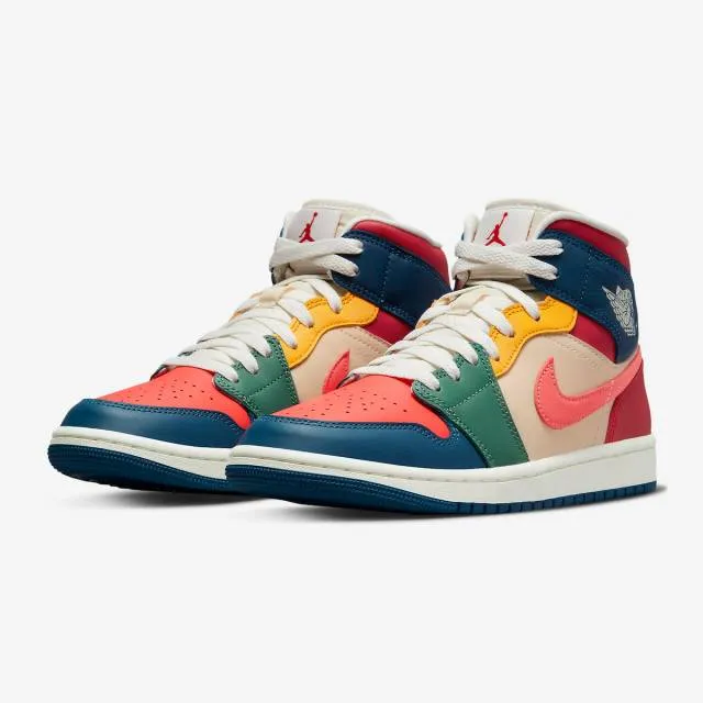 Nike Women's Air Jordan 1 Mid SE (Multi-Color/ French Bl...