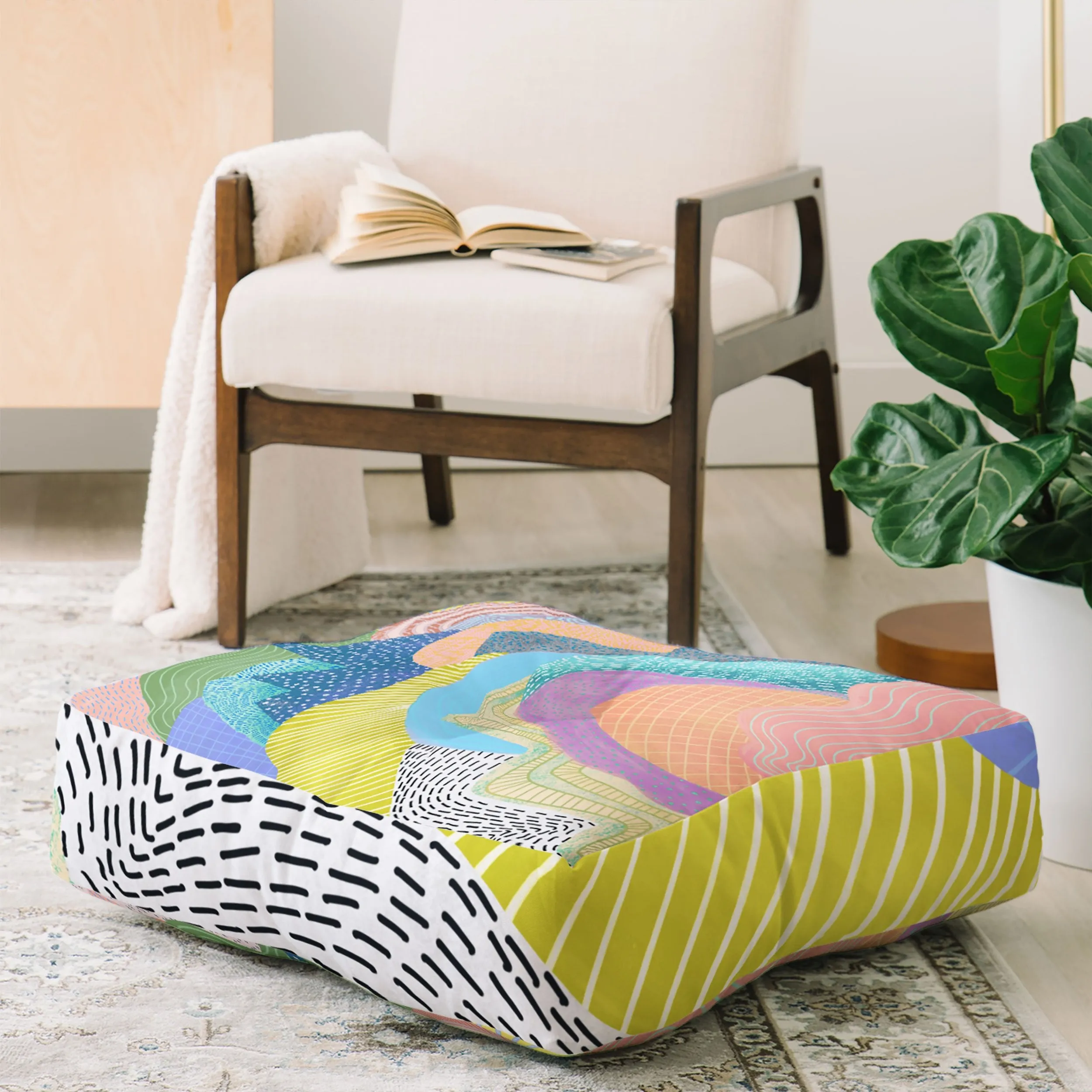 Ole Modern Landscape Floor Pouf Pillow Square (DS)