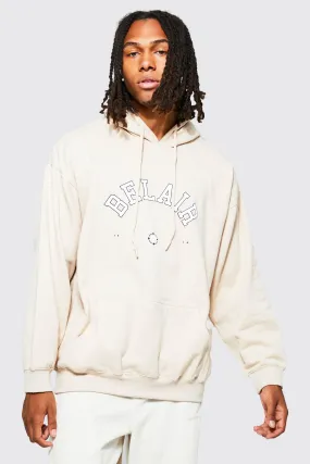 Oversized Belair Varsity Graphic Hoodie | boohooMAN UK