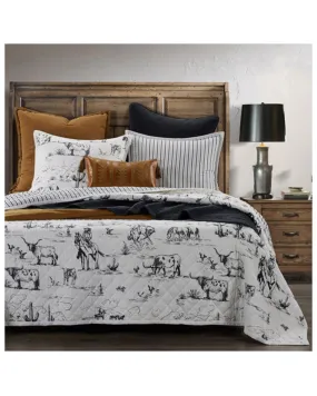 Product Name:  HiEnd Accents Black Ranch Life Western Toile Reversible 3-Piece King Quilt Set