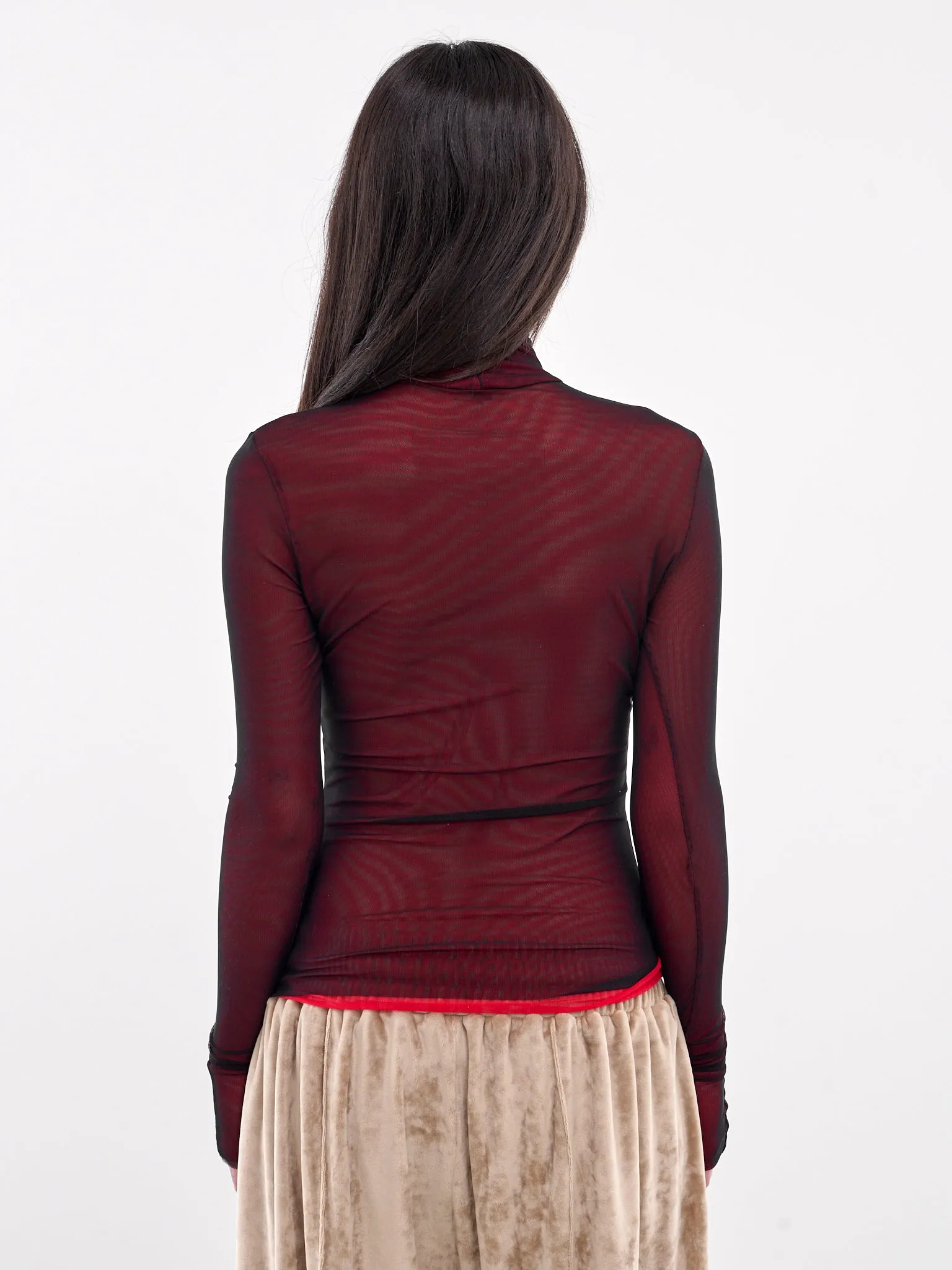 Sheer Turtleneck Long Sleeve (001199-203-BLACK-RED)