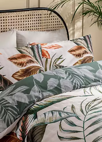 Sleepdown Seersucker Tropical Leaf Duvet Cover Set | Kaleidoscope