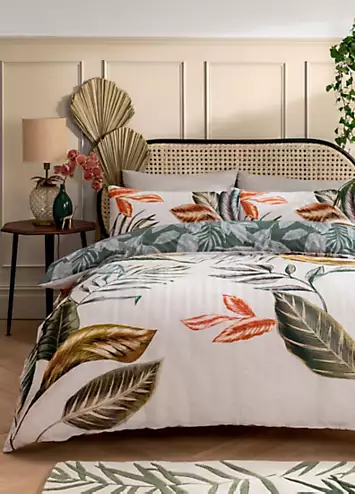 Sleepdown Seersucker Tropical Leaf Duvet Cover Set | Kaleidoscope