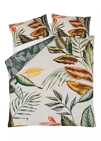 Sleepdown Seersucker Tropical Leaf Duvet Cover Set | Kaleidoscope