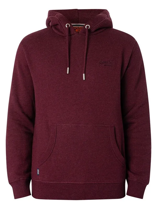 Superdry Essential Logo Pullover Hoodie - Track Burgundy Marl