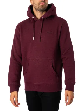 Superdry Essential Logo Pullover Hoodie - Track Burgundy Marl