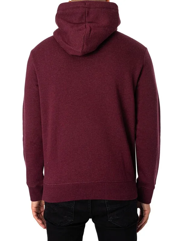 Superdry Essential Logo Pullover Hoodie - Track Burgundy Marl