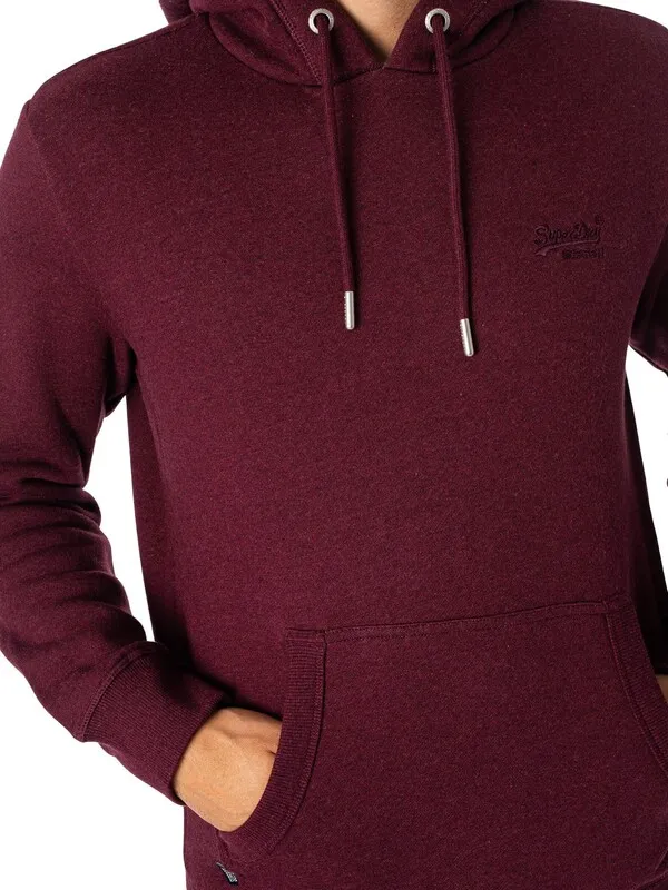 Superdry Essential Logo Pullover Hoodie - Track Burgundy Marl