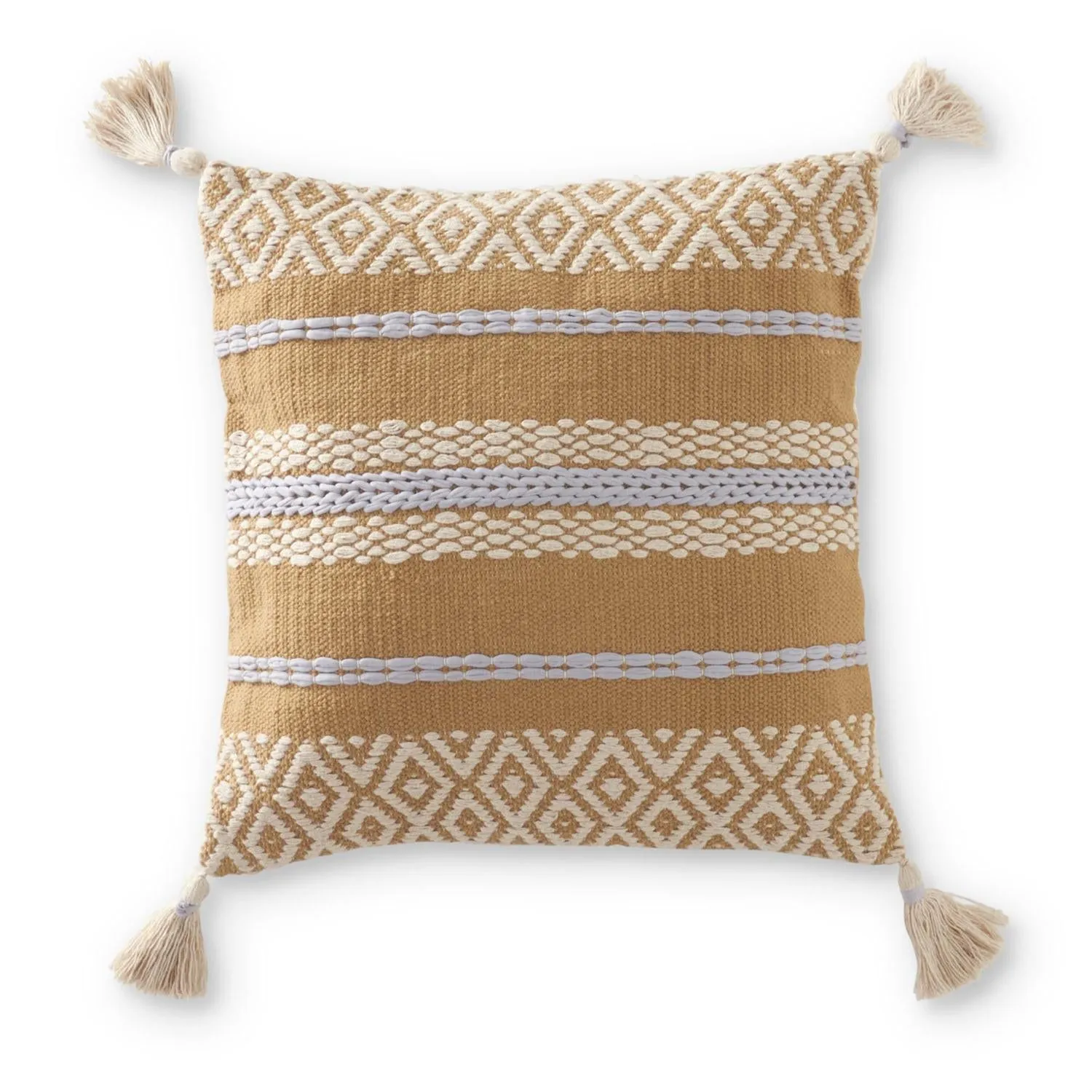 Tan & Blue Striped Pillow