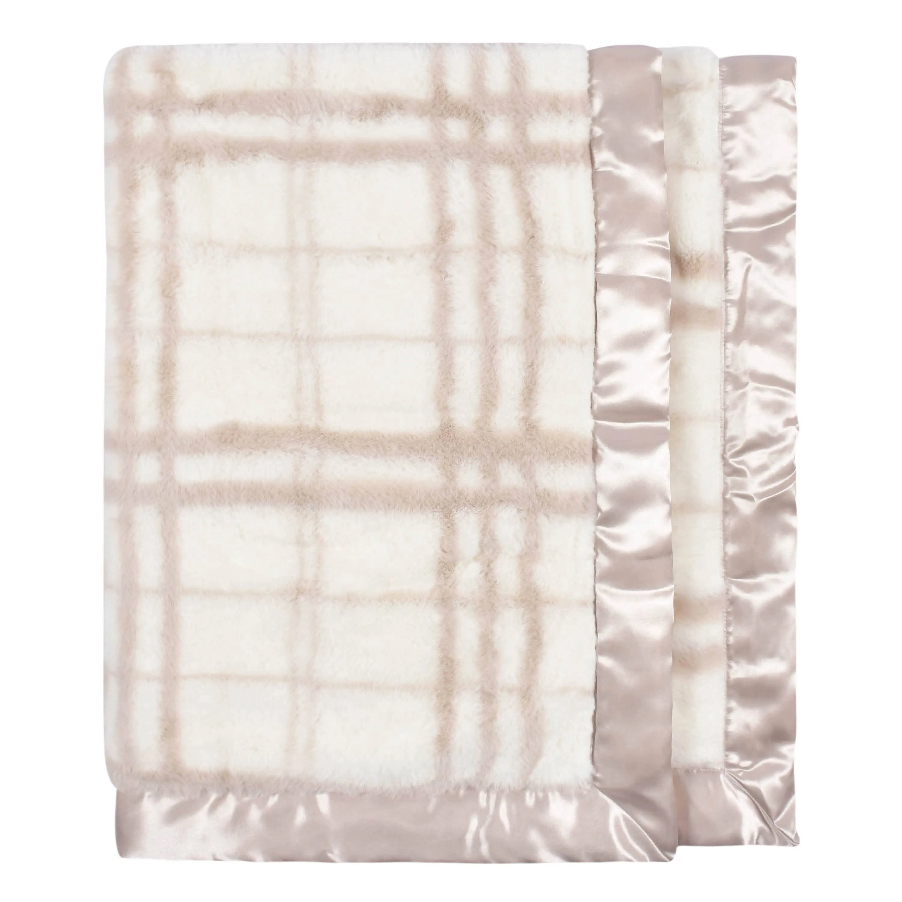 Tan Plaid Plush Blanket