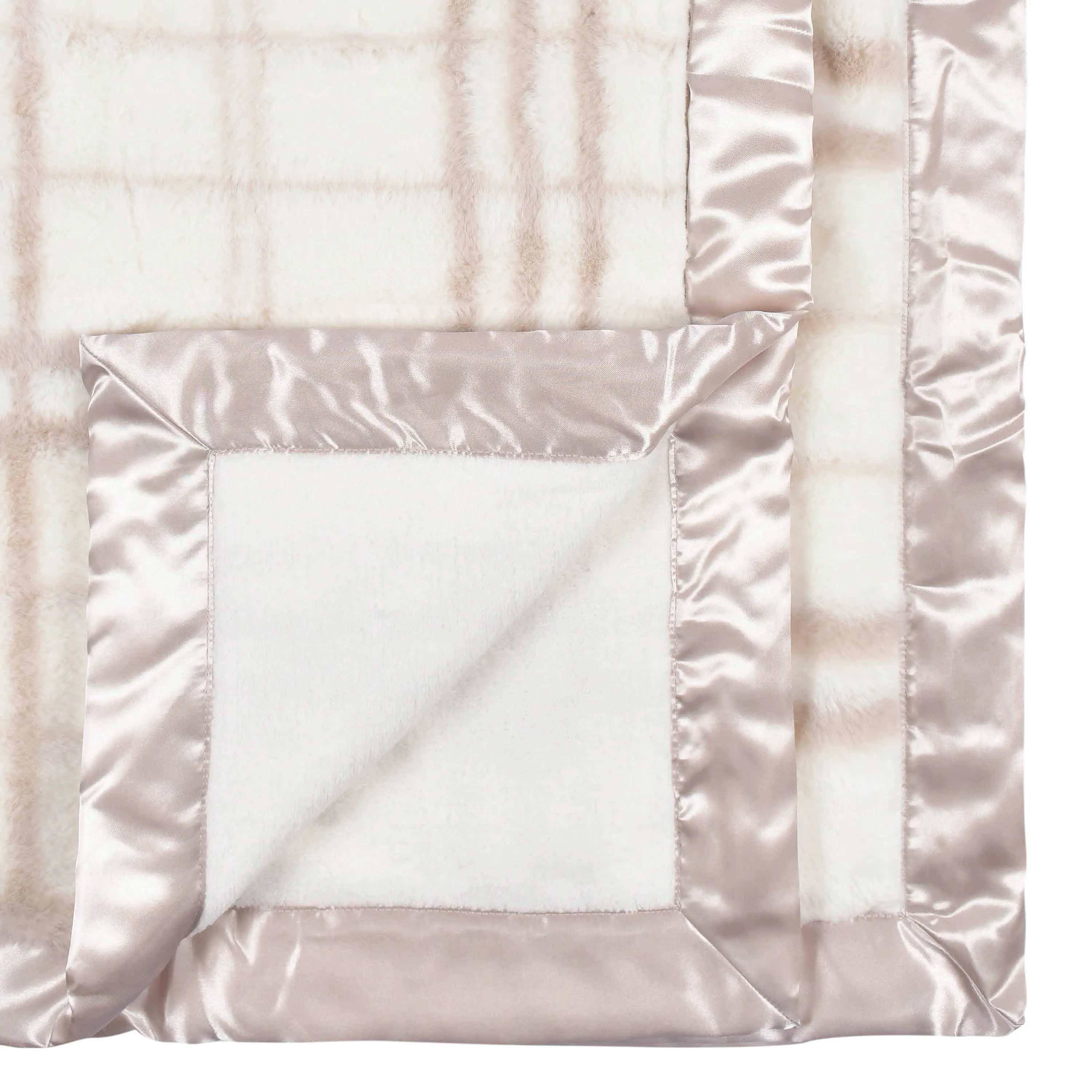 Tan Plaid Plush Blanket