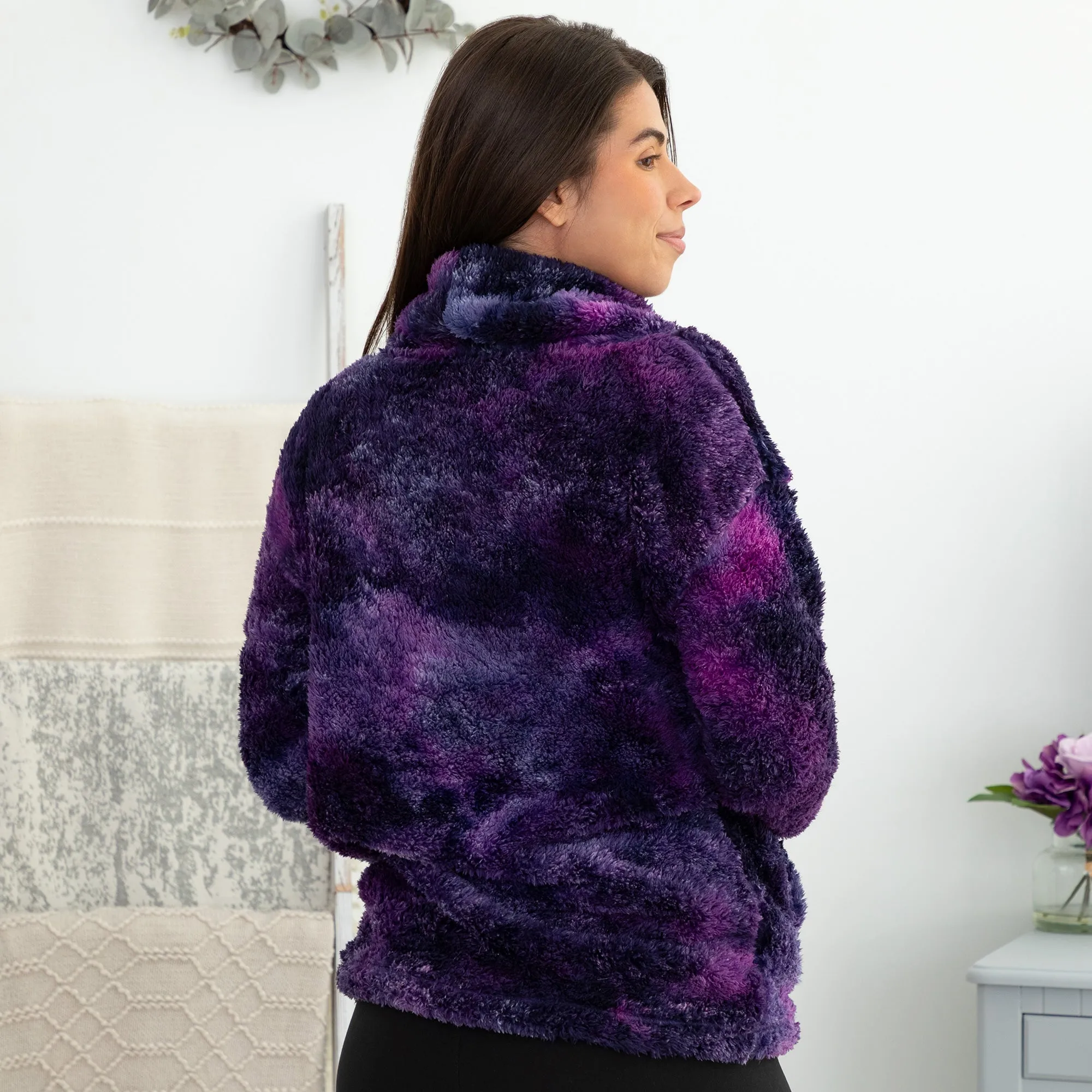 Tie-Dye Fleece Cowl Neck Pullover