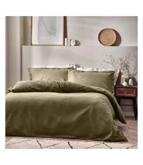 Waffle textured duvet cover set olive Yard