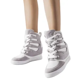 White and gray Pantaleone wedge sneakers grey